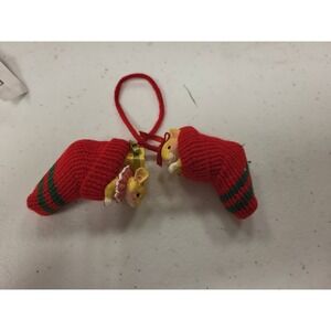 Pair Mouse Stocking Christmas Ornaments Mice Holiday Decoration‎ Red Knit
